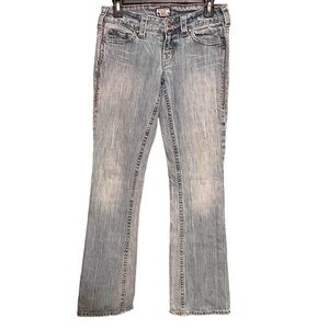 KALI Denim Jeans Womans Sz 5 Jrs  Light Wash Stone Wash Distressed Bootcut